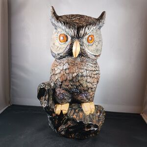 MCM Vintage Owl Realistic Ceramic 10.5in Tall Decor